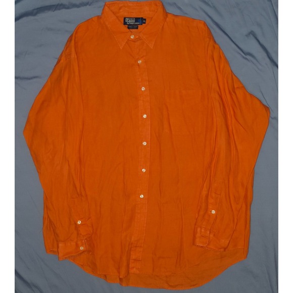 Polo Ralph Lauren Other - Vintage‎ Polo Ralph Lauren Lowell Sport Linen Button Up Shirt Mens XL Orange
